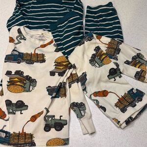 Carter's Teal Striped and White Food Truck Pajama Set
